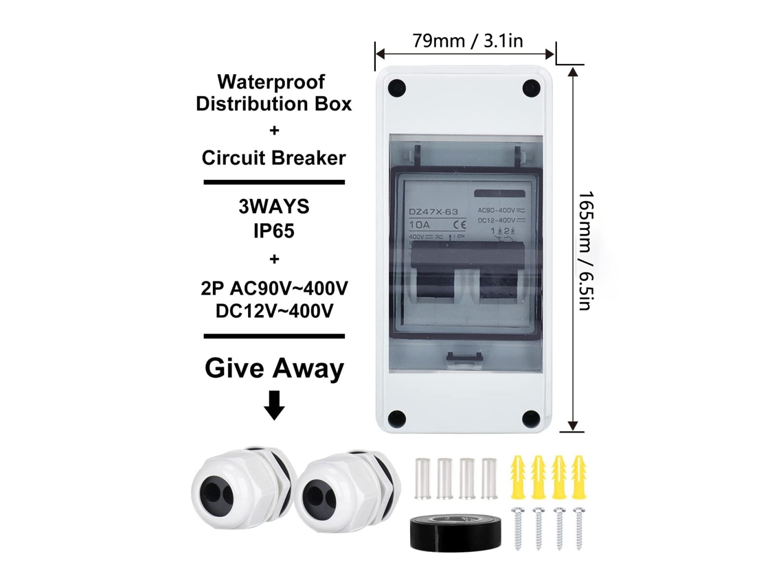 Laxiscreed Disjuntor Miniatura Dc 2p Ip65 À Prova De Água Para Sistemas Fotovoltaicos