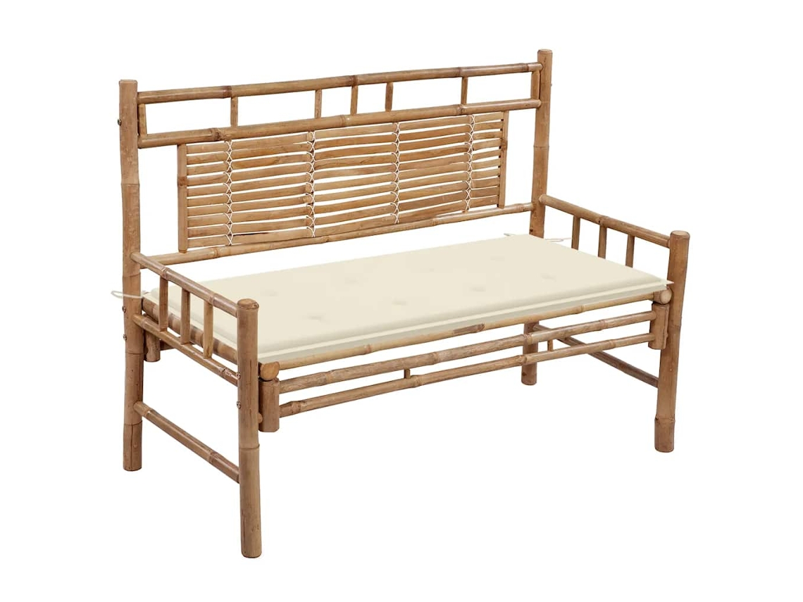 Vidaxl Banco De Jardim Com Almofadão 120 Cm Bambu