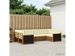 Vidaxl Conjunto De Sofás Para Exterior 6 Pcs Natural E Creme