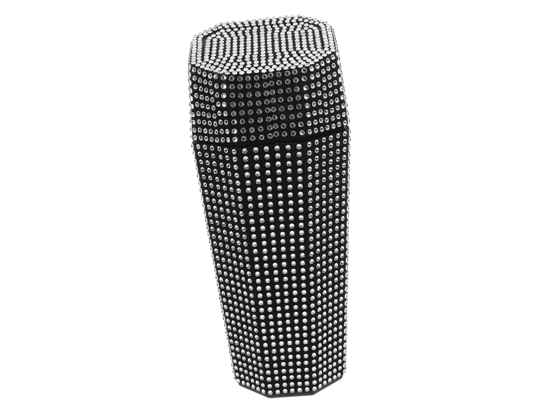 Portátil Lixeira Branca Em Abs Para Carro Con Brilhantes Strass, Design Exclusivo.