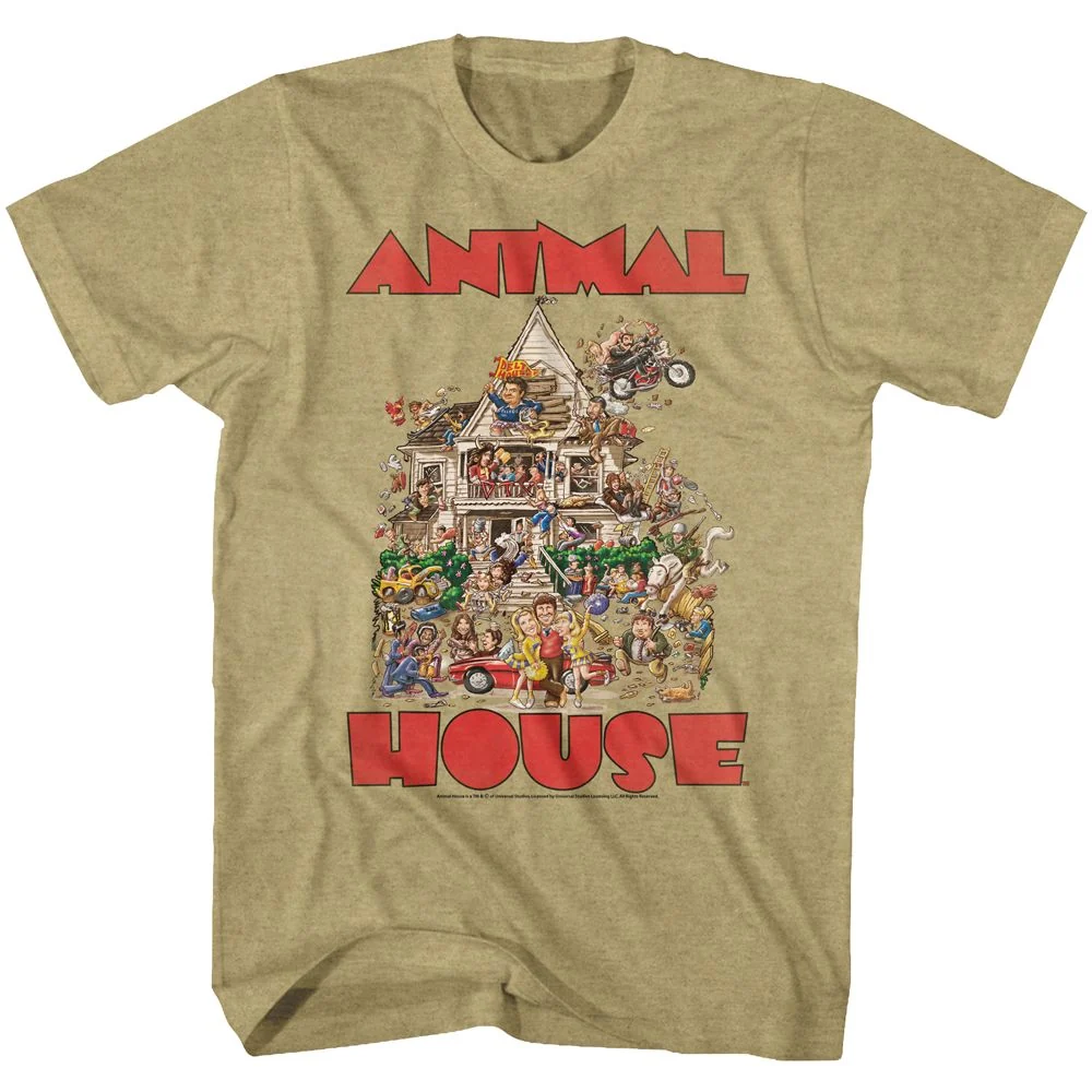 Rockinstone Animal House Movie The House Heather Khaki Adult T-shirt Size:l