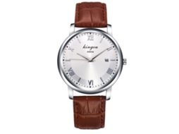 Reloj Empresarial Hombre De Cuero Correa Redonda Dial Analógico De Cuarzo Café