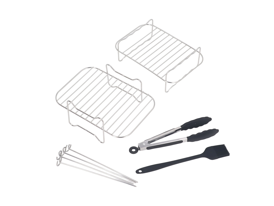 Grelha de Assar de Duas Camadas Aço Inox com Espetos Lavável na Máquina para Fritadeira | S/MARCA