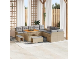 Vidaxl Conjunto De Sofá De Jardim 13 Unid. Bege Vime Pe