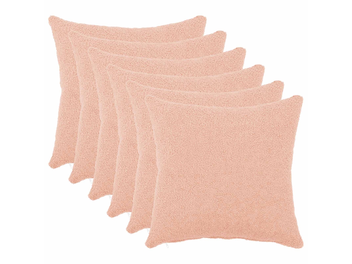 Vidaxl Capa Almofada 6 Pcs Heerlen Rosa 35 X 35 Cm Bouclé
