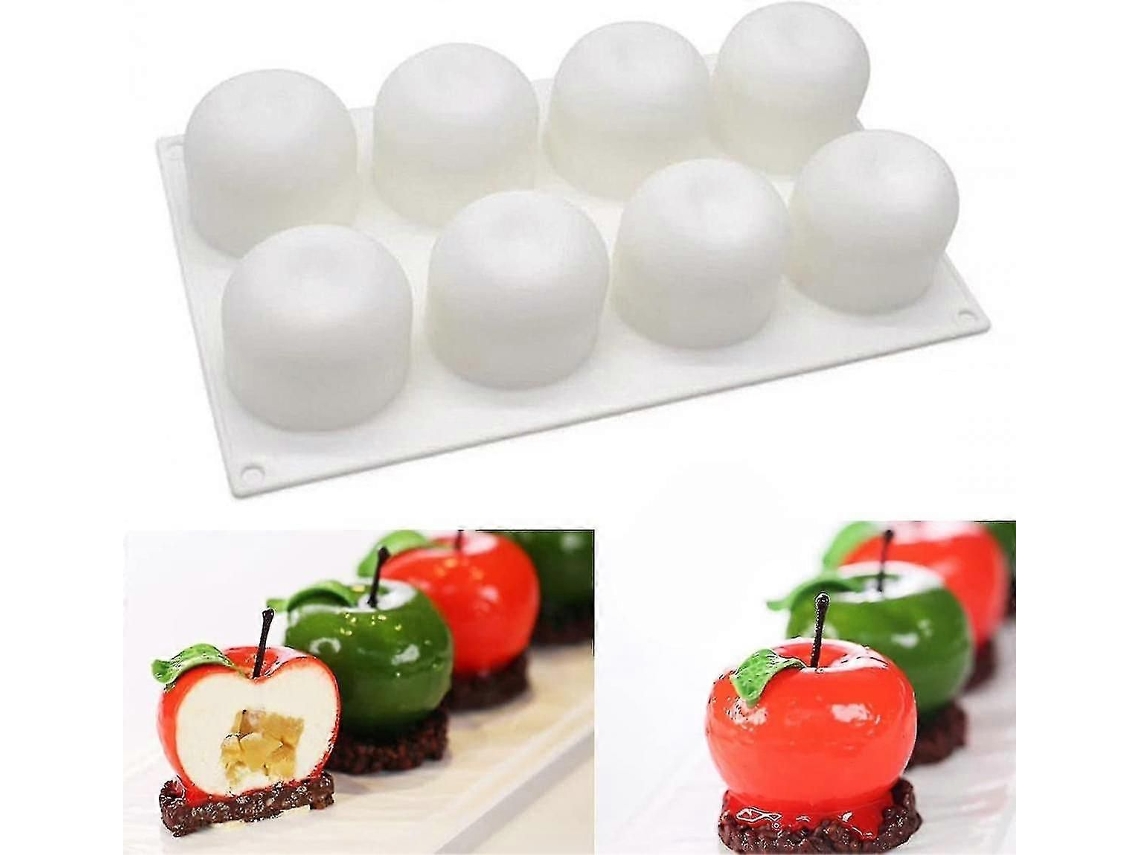 Forma De Silicone Em Formato De Maçã Com 8 Cavidades, Forma De Silicone 3d Para Cupcakes, Doces, Sobremesas E Mousses.