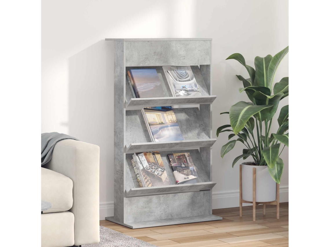 Vidaxl Estante De Revistas Cinzento 70 X 41 X 126 Cm