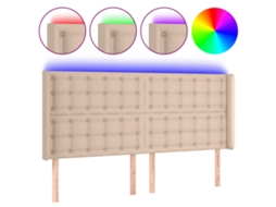 Cabeceira de Cama com Led Couro Artificial 147x16x118/128 Cm Cappuccino MAISON EXCLUSIVE