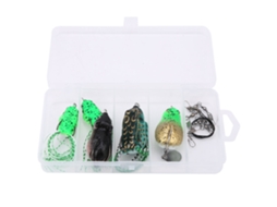 Frog Lure Set For Snakehead Fishing, Single And Double Hook Design, 5 Pieces With Pins And Leaders