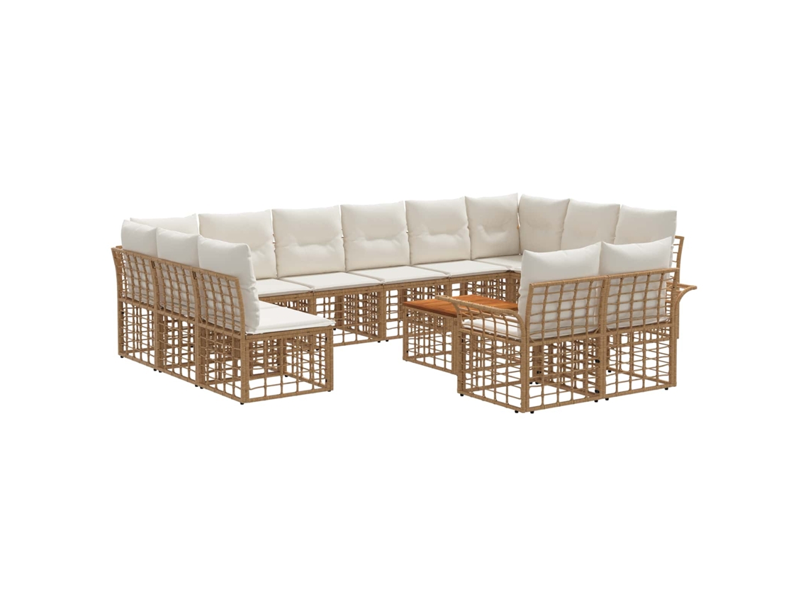 Vidaxl Conjunto de Sofás para Exterior 13 Pcs Natural e Branco Creme
