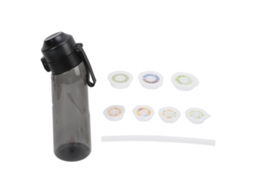 Botella De Água Com 7 Cápsulas De Sabores De Frutas 650ml Para Esportes E Acampamento Transparente Preto