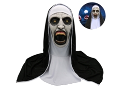 Máscara de Freira Horror de Látex para Halloween Cosplay com Cachecol Props de Festa Assustadora | S/MARCA
