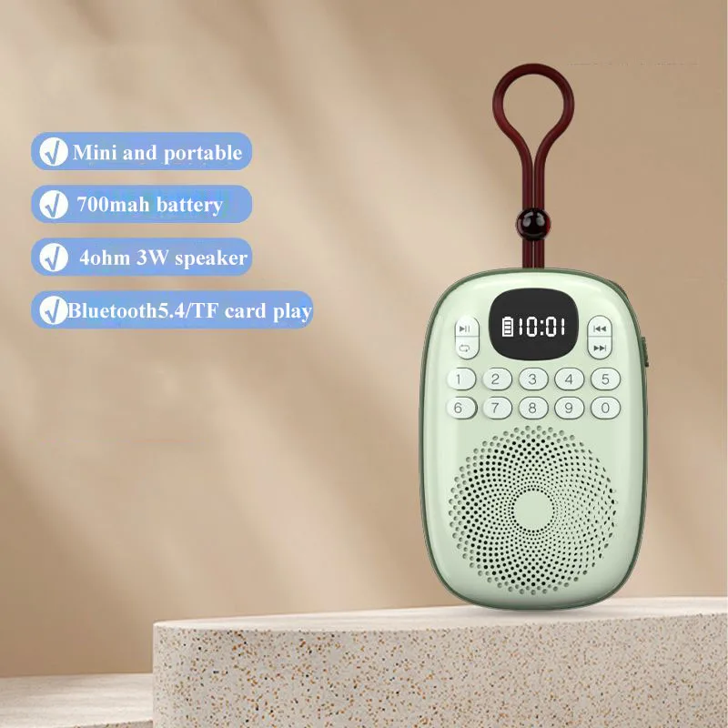 Mini Rádio Fm Digital Visor Led Alto falante Bluetooth 5.4 Suporte para Cartão Tf Recarregável MDUG (verde)