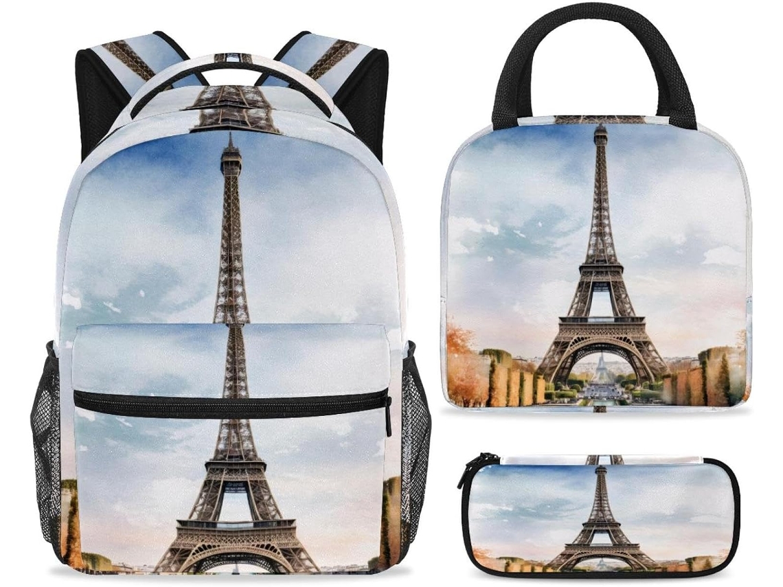 Conjunto Mochila Escolar Com Lancheira Estojo, 3 Peças Casual Para Viagens, Ideal Adolescentes, Meninas
