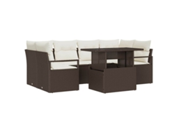 Maison Exclusive - Conjunto De Sofá De Jardim 7 Pcs Castanho Vime Pe