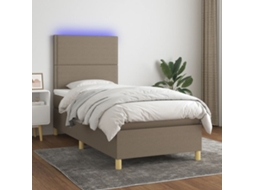 Vidaxl Cama Box Spring + Colchão/led 90x190cm Tecido Cinza-acastanhado