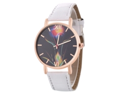 Relógio de Quartzo com Pulseira de Couro Estilo Simples e Fashion para Presente (branco)