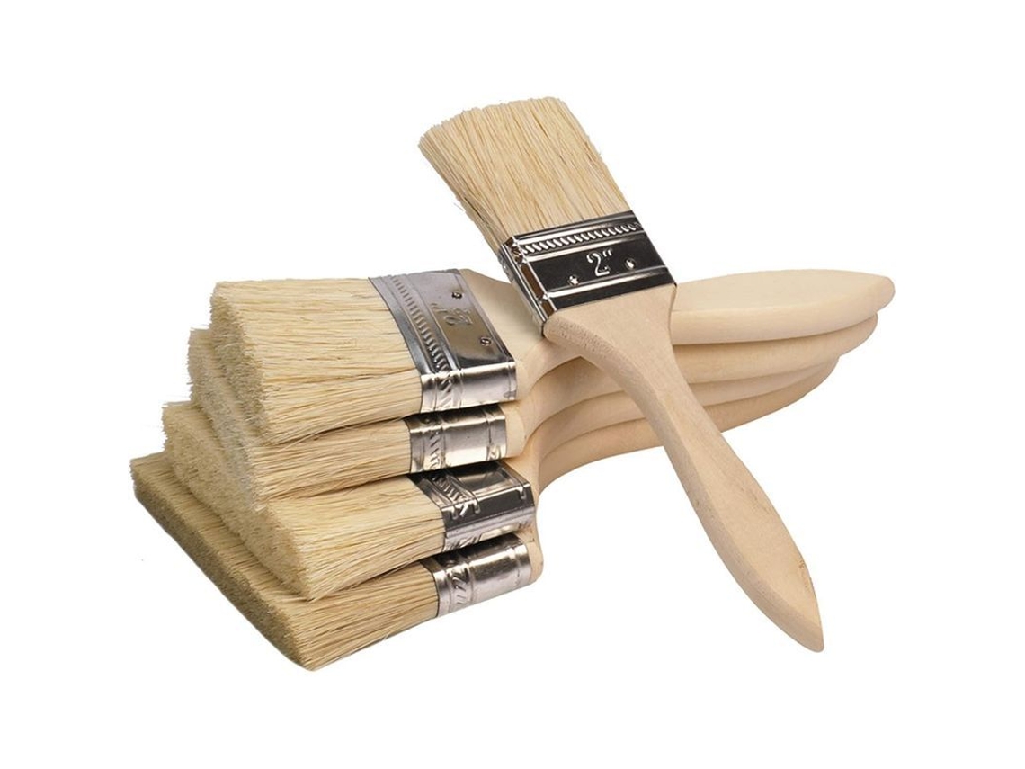 Conjunto De 5 Pincéis De Pintura Com Cabo De Madeira, Qualidade Premium Para Parede, Móveis, Decoração Residencial (5-15 Cm)