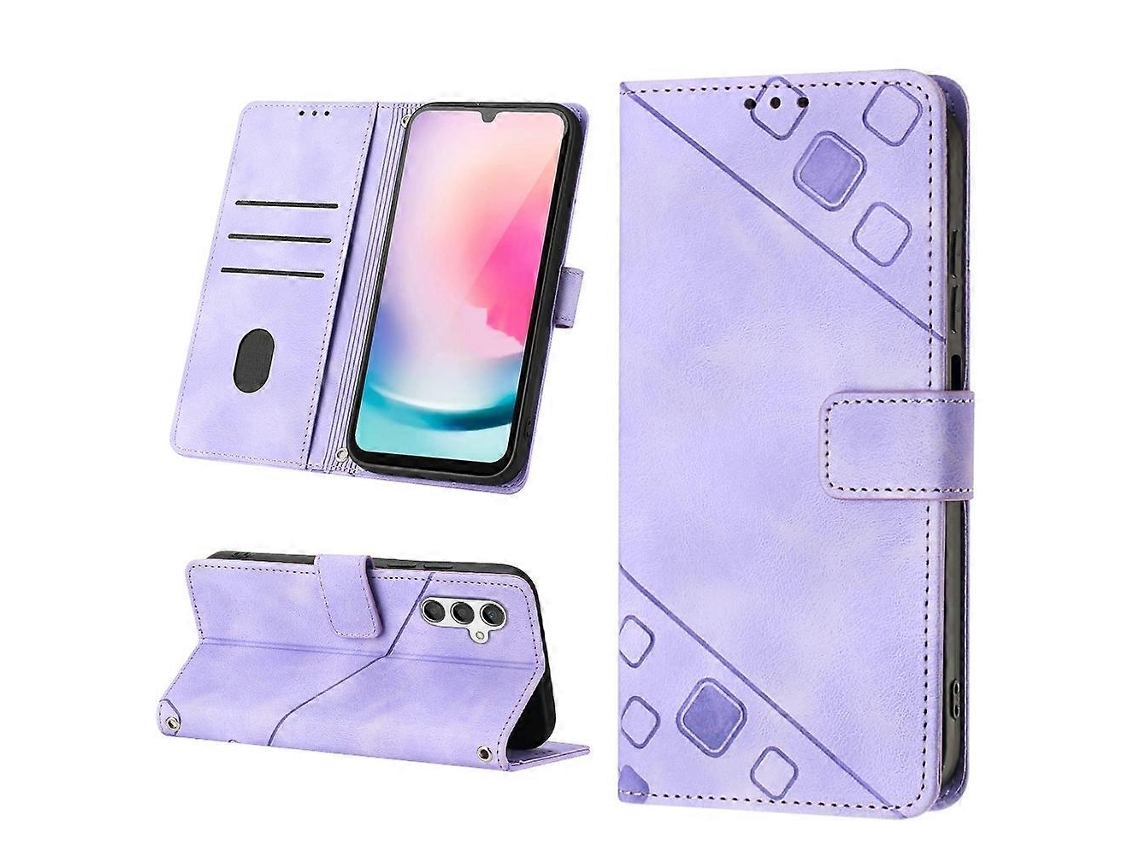 Capa De Celular Em Couro Texturizado Com Toque De Pele Para Samsung Galaxy A24 4g