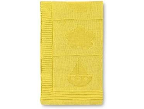 Manta para Bebé  Tricotada Algodão 95x95 Amarelo