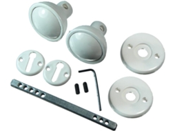 Conjunto De 3 Maçanetas De Plástico Para Portas, Com Fixações E Eixo, Brancas.