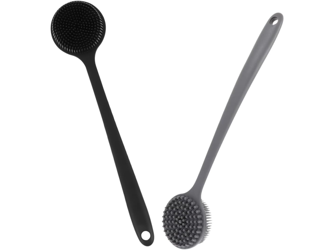 Lurelia Conjunto De 2 Escovas De Silicone Para Duche, Silicone Macio, Cabo Longo E Com Argola, Uso Diário Confortável