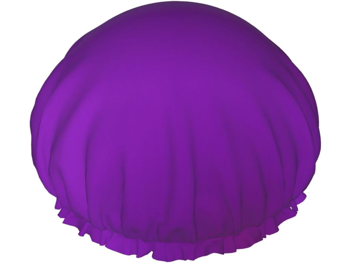 Touca De Banho Tamanho Único – Reutilizável, Dupla Camada, Cor Sólida, Estampa Roxa Escura, Touca Para Cabelo Com