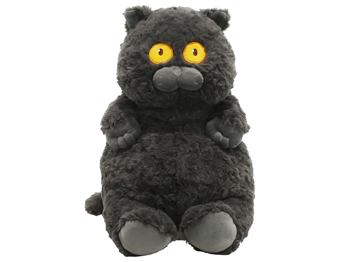 Boneco de Pelúcia de Gato Fofo Macio Amigável com Almofada de Dormir Preto