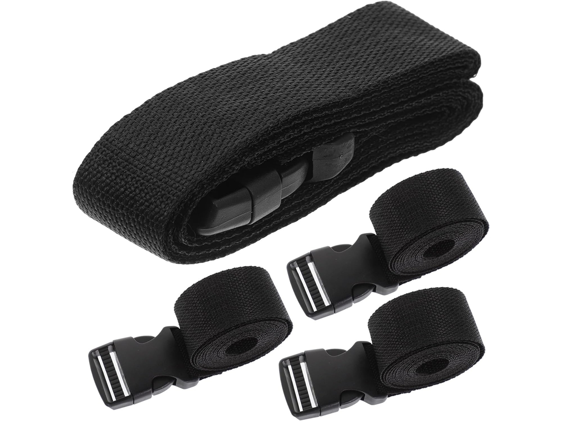 Conjunto De 4 Cintas Bagagem Nolitoy Com Fivela Ajustável Polipropileno, Pretas, Para Fixação Segura Durante Mudanças