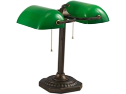 Abajur De Mesa Cabeceira, Modelo Clássico De Banqueiro Com Duas Lâmpadas E Cúpula Verde, Estilo Tradicional, Ideal Para