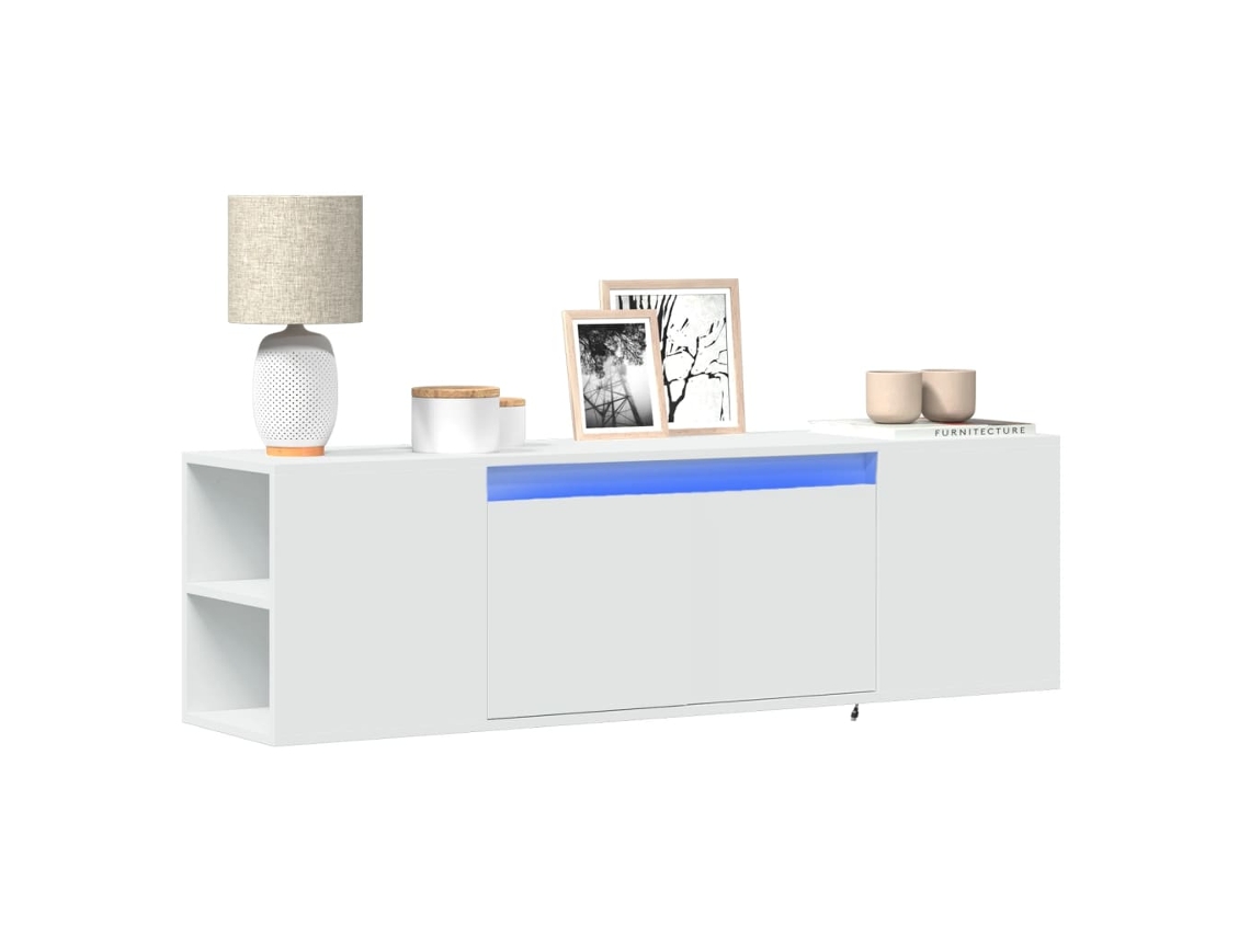 Vidaxl Móvel De Parede Para Tv Com Luzes Led 135x31x39,5 Cm Branco