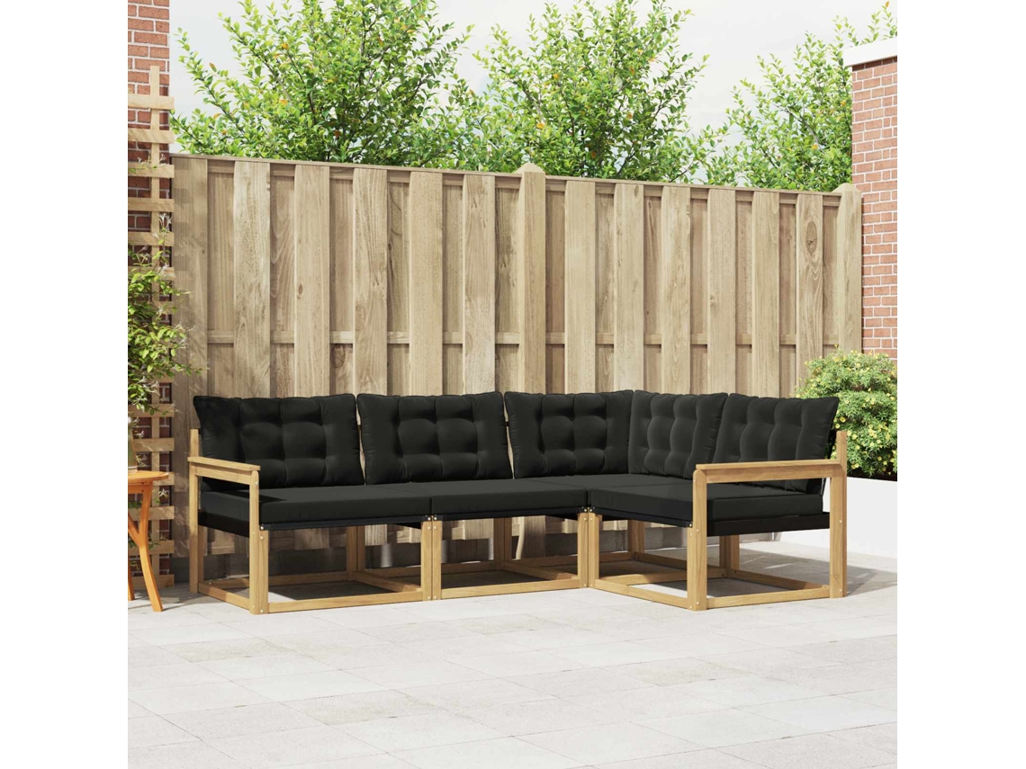 Vidaxl Conjunto De Sofás Para Exterior 4 Unid. Branco E Preto