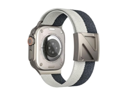 Bracelete para Apple Watch 46/49/45/44mm Nylon Bicolor com Fecho Magnético em Formato Z Cinza Claro XIAOMOYU