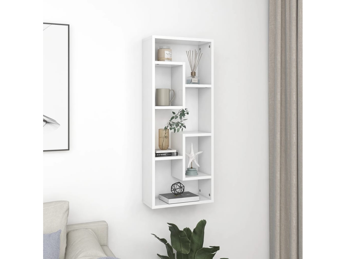 Vidaxl Estante De Parede 36x16x90 Cm Derivados De Madeira Branco