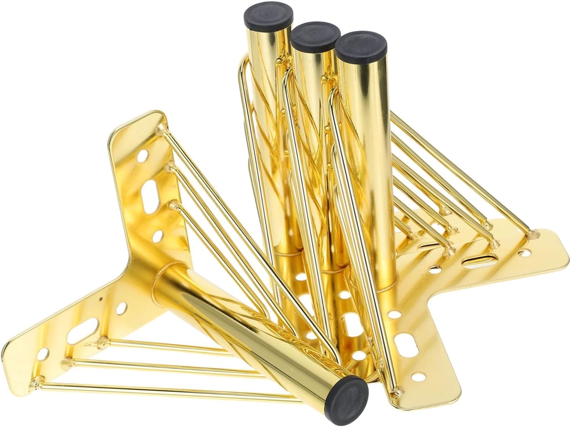 Kallory Conjunto De 4 Pés Metálicos Para Móveis Com Almofadas Antirruído, Resistentes, Para Sofás, Armários E Mesas