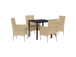 Conjunto 5 De Jantar Com Almofadas Vidaxl Rattan Sintético Bege