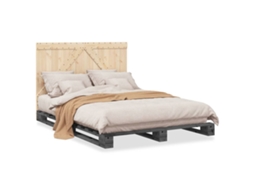 Bed Frame, Bed Frames Vidaxl Cinzeto Madeira De Pinho (140 X 200 Cm)