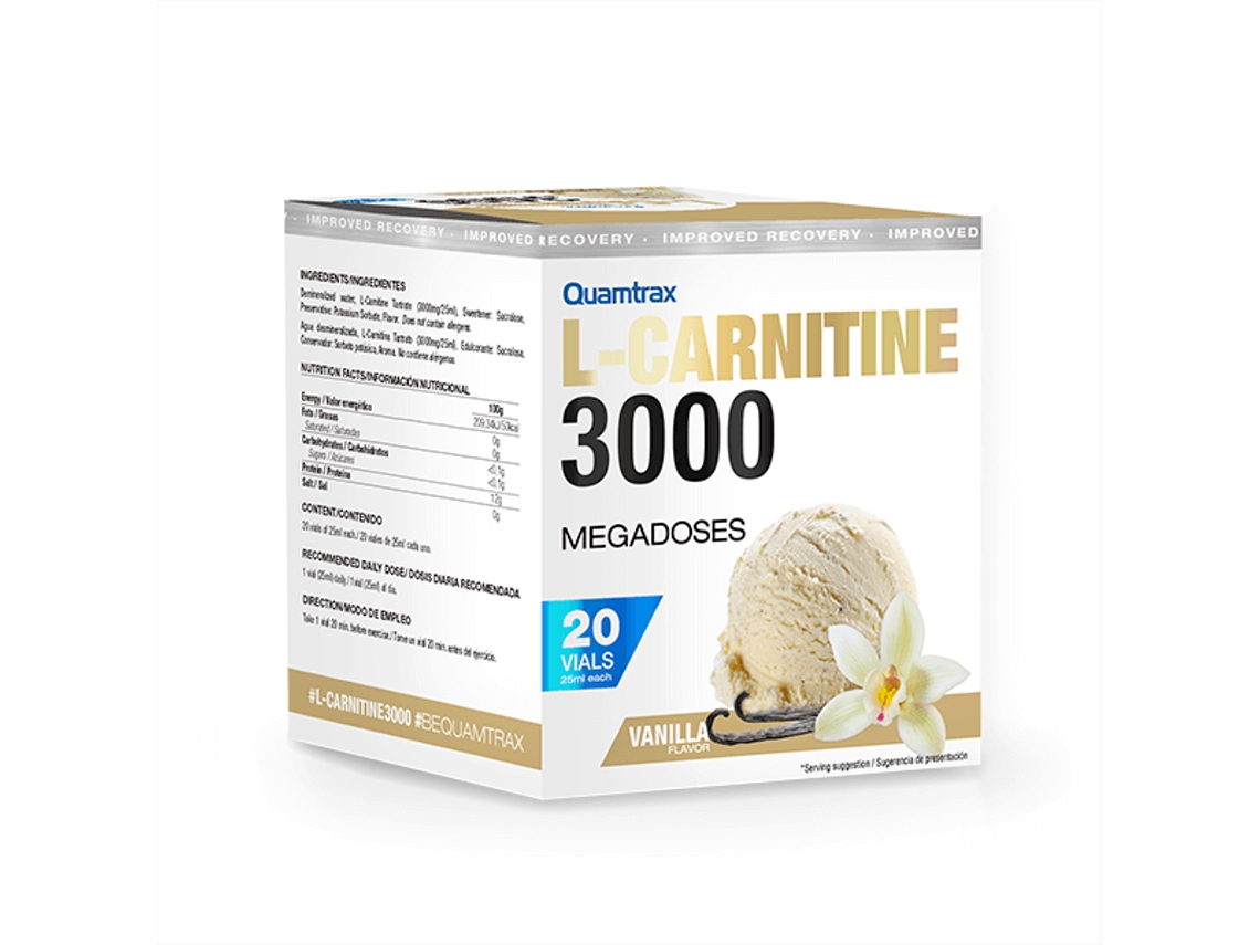 L carnitina 3000 20 Ampolas Baunilha da QUAMTRAX