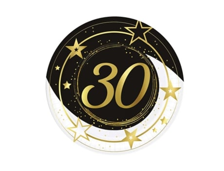 Pratos de Festa GUIRCA Pack De 6 30 Anos De 23 Cm