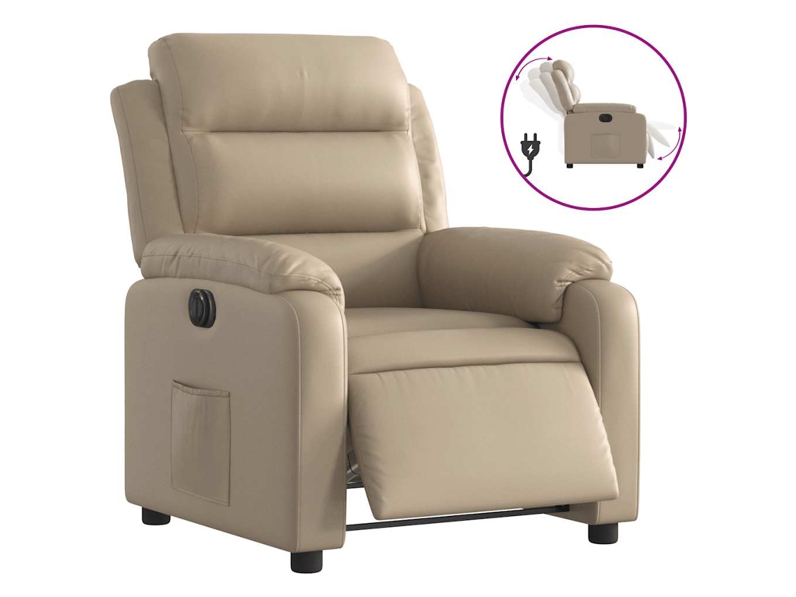 Poltrona reclinável elétrica VIDAXL Marrom Couro Artificial