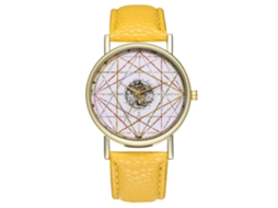 Reloj Analógico De Cuarzo Con Correa De Pu Para Mujer Y Hombre Zhoulianfa (amarillo)