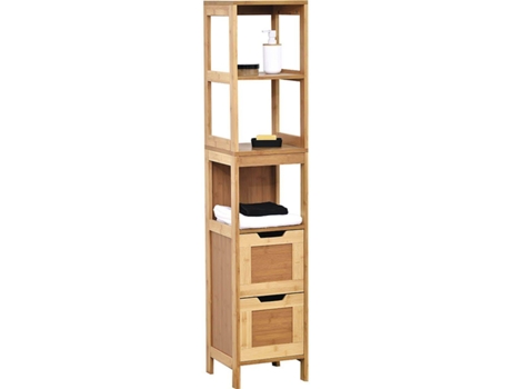 Coluna De Bambu E Mdf Com 2 Gavetas E 3 Prateleiras Mahe TENDANCE