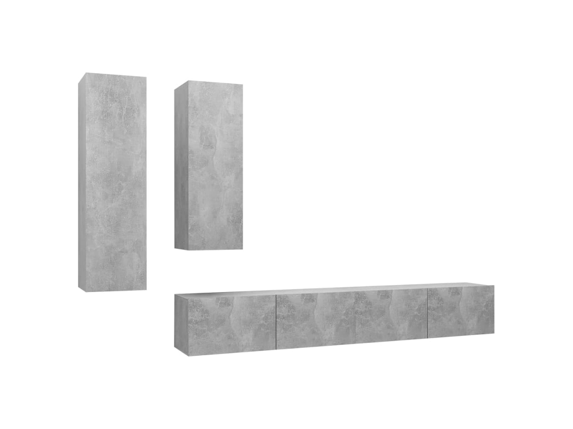 Conjunto de 4 Tv Móveis Derivado da Madeira Cinza Cimento MAISON EXCLUSIVE
