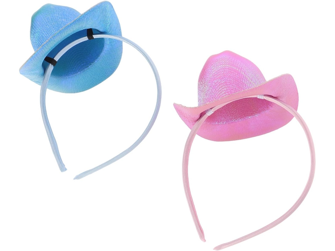 Nuobesty De 2 Mini Faixas De Cabeça Com Boné, Chapéus De Copa Iridescentes, Acessórios Rosa E Azul