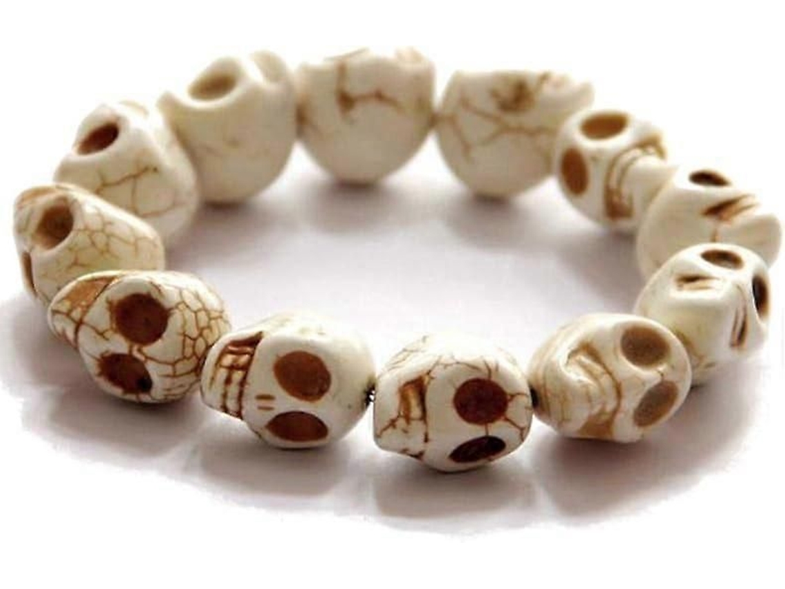 Pulseira Vintage Turquesa Estilo Punk Com Caveiras