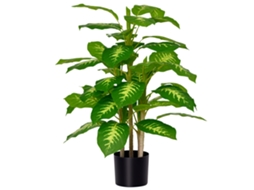 Planta Silver Queen 95 cm com 42 folhas, vaso de cimento SINI TECH STORE