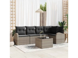 Vidaxl Conjunto De Sofá De Jardim Com Almofada 6 Pcs Cinzeto Vime Pe