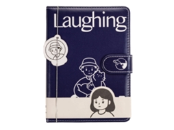 Caderno Scrapbook A5 Couro Pu Azul com Fivela Magnética Cartoon