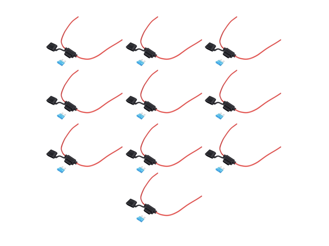 Conjunto de 10 Portafusíveis En Linha, Resistente à Água, 18awg 10A