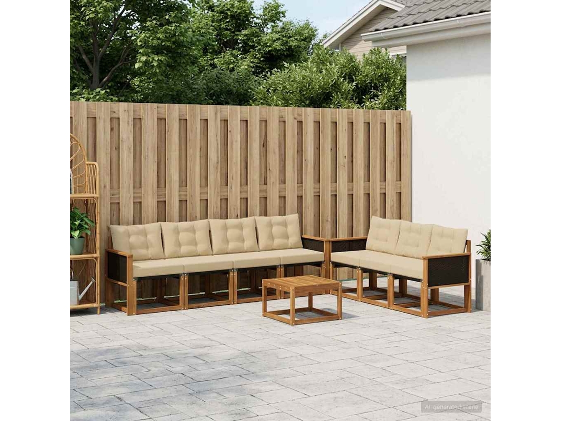 Vidaxl Conjunto De Sofás Para Exterior 8 Pcs Natural E Bege